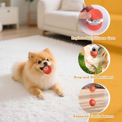 Gerbala hundespielzeug Ball, Selbstrollender Hund, Interaktives Hundespielzeug Mit USB-Ladekabel, Interaktives Hunde Ball Spielzeug für langeweile drinnen draußen (B)