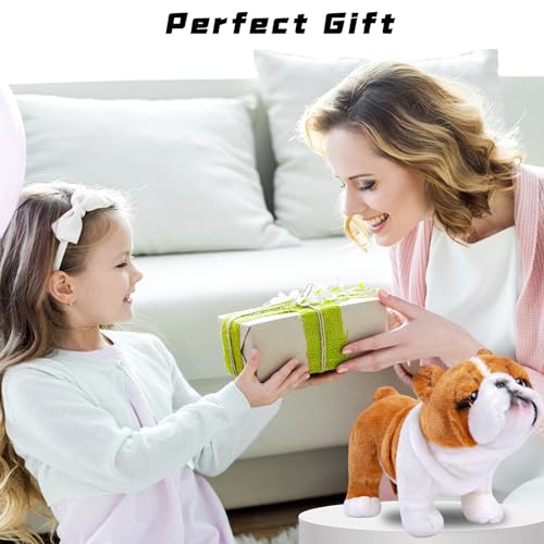 lilizzhoumax Simulation Bulldogge Plüschtier, 30 cm, realistisches Stofftier, wilder Hund, Welpen, Stofftiere, niedlich, weich, Plüsch, Heimdekoration, Tierspielzeug, Geschenk für Kinder