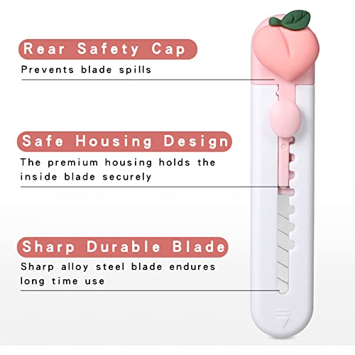 Image of 6 Pack Box Cutter Retractable, Sharp Utility Knife Retractable, Cute Box Cutters for Office, Home, Arts Crafts, Cartons, Cardboard, Paper
