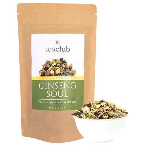 Té de hierbas a granel 500g, Mezcla de té de hierbas afrutado con ginseng jengibre hierba de limón remolacha raíz de regaliz, TeaClub Ginseng Soul té de hierbas