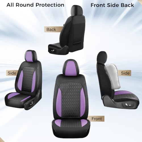 Image of Coverado Car Seat Covers for Front Seats, Leather Seat Covers for Cars, Waterproof Automotive Car Seat Protectors, Front Car Seat Cushions Driver Seat Covers Universal Fit for Most Cars, Black&Purple