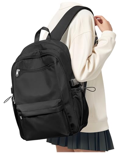 Schulrucksack Damen Leichter Rucksack Schule Schwarz 14 Zoll Laptop...
