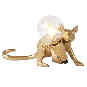 Syfinee Tafellamp in muisvorm van hars, bureaulamp, led, 3 verschillende poses en kleuren, met suikerglazuurproces, vintage tafellamp, zeer geschikt voor slaapkamer, woonkamer, babykamer, kantoor