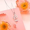 DAOCHONG 925 Sterling Silver CZ Treble Clef Pendant Musical Note Music Necklace for Women Teen Girls