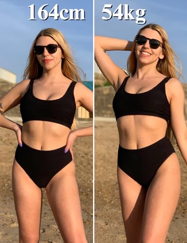 AI'MAGE Women Ribbed Bikini Sets Sporty Swimsuits Scoop Neck Two Piece Bathing Suits High Cut Bikini XS-XXL4