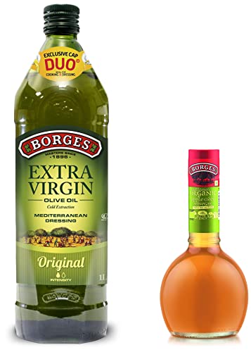 Borges Extra Virgin Olive Oil -1L Glass & Unfiltered Organic Apple Cider Vinegar with Mother, 355ml (B09VHC598Q) Amazon Price History, Amazon Price Tracker