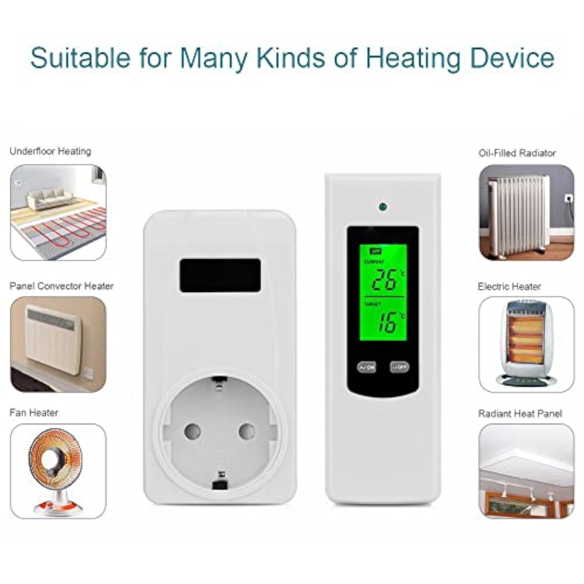 Wireless Thermostat Controller with Heating & Cooling Modes