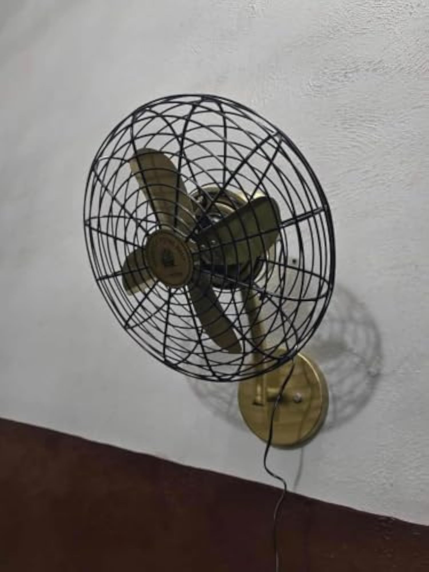 Vintage Brass Wall Mounted Fan, High Speed