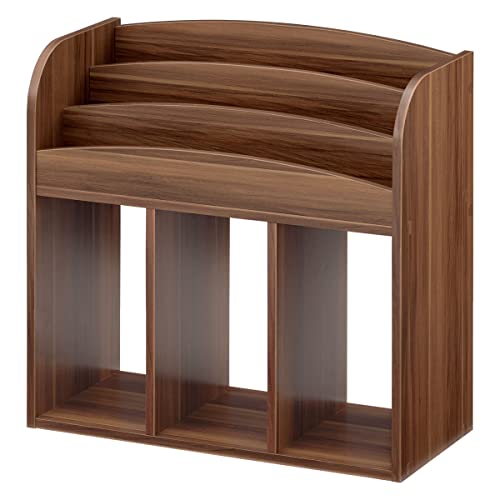 ぼん家具 絵本棚 絵本ラック 低い 棚 幅63×奥行29.1×高さ61.7cm 子ども用本棚 ブックシェルフ おもちゃ収納 お片付け ウォールナット