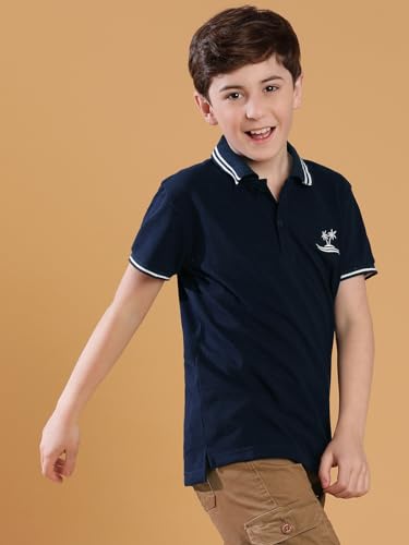 Image of Li'l Tomatoes Boys Pique Polo T-Shirt | Half Sleeve Casual Summer Wear | Soft & Breathable | 9-16 Years