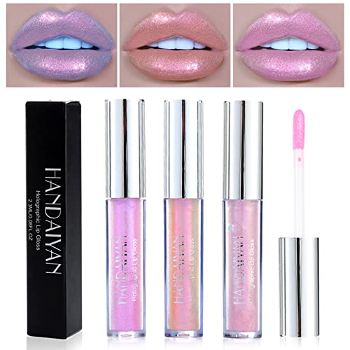Lishang 3 Colores Brillo de Labios Metálico Brillar Pintalabios Permanente Líquido labiales Gloss Voluminizador Labios Larga Duracion Tinte Labial Kit Maquillaje Mujeres Regalo San Valentín Cumpleaño