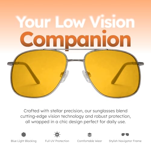 Image of NoIR Blue Blocker Sunglasses, Lightweight Glasses with Full UV Protection, Wrap-around Design for Active Lifestyles, Macular Degeneration Relief, Low Vision and Everyday Use, 67 54