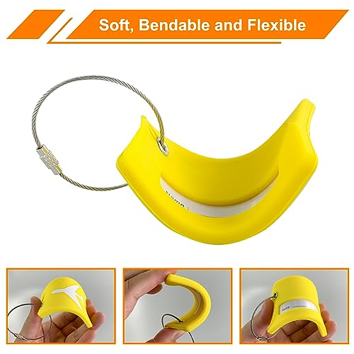 Mziart 2 Pack Silicone Luggage Tags for Suitcases Travel Bag Tags for Luggage, Baggage Suitcase Tags with Privacy Name ID Card (Yellow) - Thumbnail 5