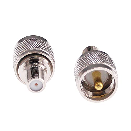RFaha 2pcs UHF Male PL259 PL-259 to F Female RF Coax Adapter UHF to F Coaxial Connector for TV Antenna, RG-6 Cable, Wireless LAN Devices, Wi-Fi Radios External Antenna(F48-2)