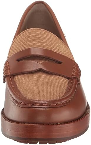 Lauren Ralph Lauren Wren Leather & Canvas Penny Loafer Deep Saddle Tan/Camel 9.5 B (M) | Image 1