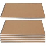 CHIHEUNG 6 Pack A3 Sketchbook Landscape, Spiral Bound Sketch Pad 60 Sides 30 Sheets 160 GSM, A3 Drawing Pad for Artists, Brown