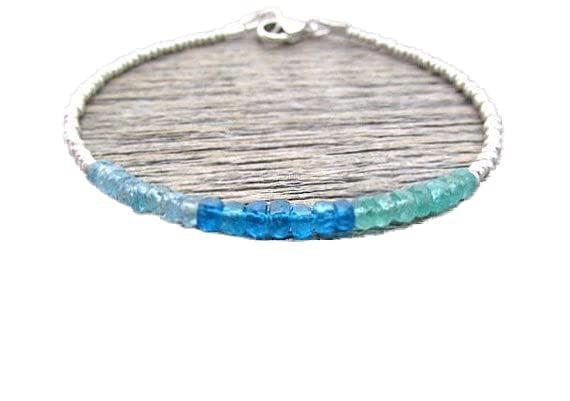 Gems bracelet émeraude véritable perles 3-4mm empilable pour vos tenues d'été