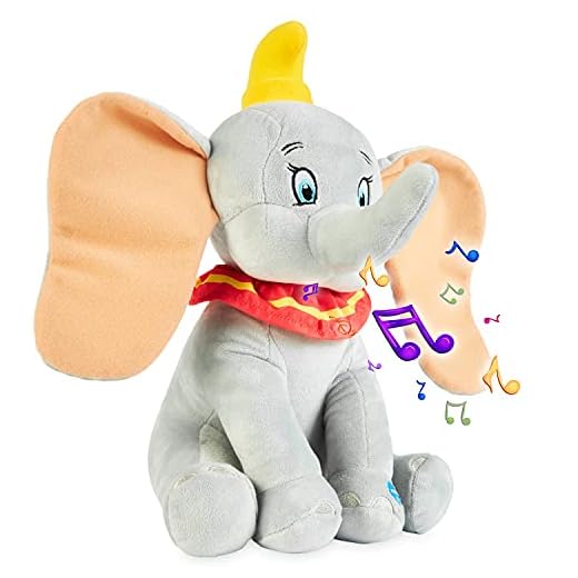 Disney Peluche Neonato Dumbo Stitch Pupazzo Parlante Giocattoli Bambino 1 Anno + (Grigio Dumbo)