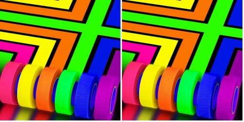 Image of SWRT 6 Rolls (0.6 in x 33 Ft) Neon Gaffer Cloth Tape for Halloween Decor (Pack of 2)