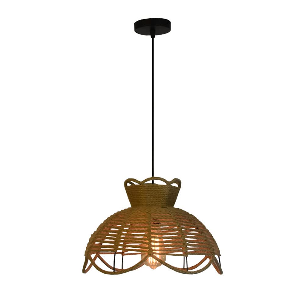 Lustre suspension rétro en corde et métal pour l'ambiance rustique d'une ferme ou d'un café