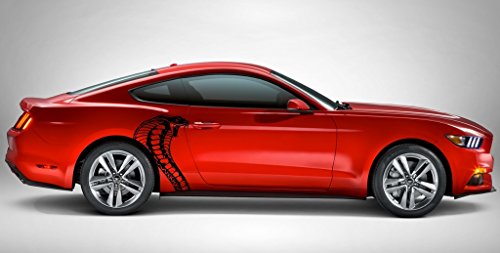 Clausen's World Cobra Snake Head Body Car Decal Vinyl Graphics 20.5X26.25 Inches, Fits Mustang And Shelby, Both Sides, Silver Grey Metallic #TOP4