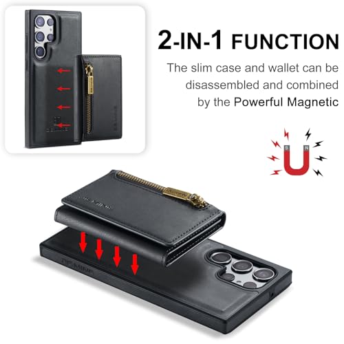 Coque iPhone 17 Air en cuir magnétique avec fermeture éclair et support - 2