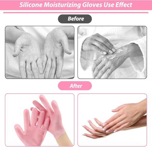 Image of Barebeauty Hydrating Moisturizing Gloves with Aloe Vera Gel | Reusable Spa Hand Care Gloves for Women | Anti-Slip, Breathable Design for Soothing Dry Hands, Rough Skin, and Cracked Heels - (Pack of 1)