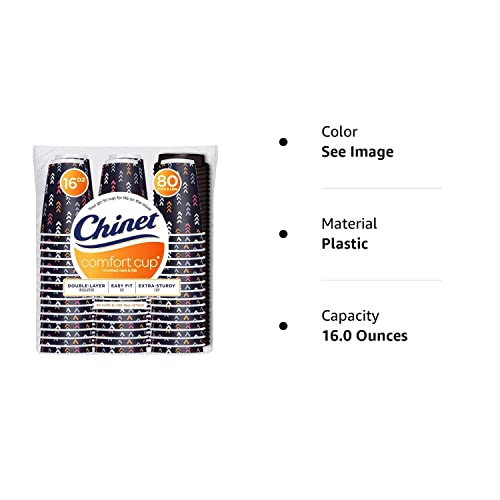 Chinet Comfort Plastic Cup 16 Ounce Insulated Cups & Lids, 80 Count #TOP1