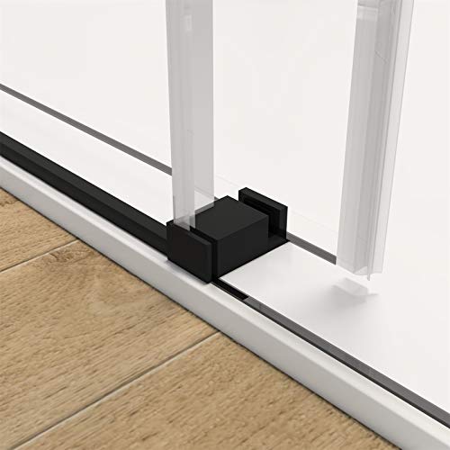 Londama Shower Door,Frameless Single Sliding Glass Shower Doors 3/8"(10Mm) Clear Tempered Glass,Noiseless Shatterproof Bathroom Shower Doors (60"W X 76"H, Matte Black) #TOP4