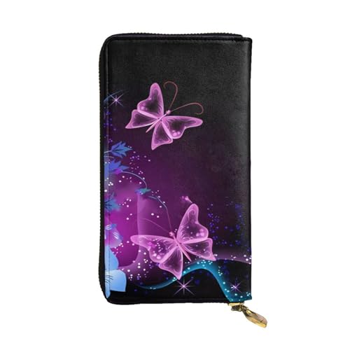 Portefeuille long en cuir papillon idéal pour voyage, shopping et bureau - Pochette noire étanche