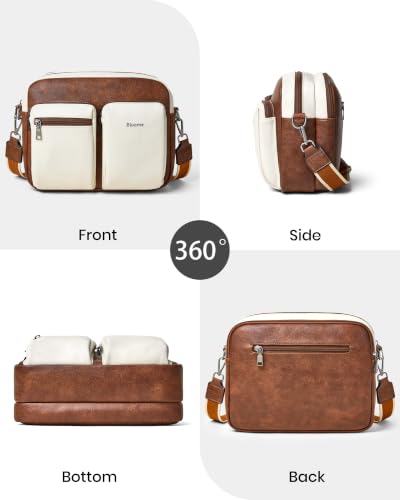 Image of Bluome Crossbody Purse for Women Multi Pocket Crossbody Bag with 3 Front Pockets Leather Shoulder Bag Everyday Travel Bag