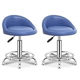 jiji Klappstuhl, 2 Stück, Barstuhl, Freizeit, Leder, Drehstuhl, Barhocker, höhenverstellbar, Kneipenstuhl, Zuhause, Büro, Küche, Hochstuhl, Klappstühle (Farbe: Blau, Größe: ohne Räder)