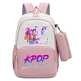 Generisch K POP Hunters Schulset – 2-teiliges Set mit Rucksack, Anime Schulrucksack Jungen & Mädchen, Umhängetasche & Federmäppchen,K-Pop Huntrix Gaming & Unisex Tasche für Schule & Reisen