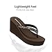 DREAM PAIRS Women's Platform Flip Flop Rhinestones Arch Support Comfortable Soft Cushion Wedge Flip Flops Summer Thong Sandals,Size 6,Brown,SDFF2222W