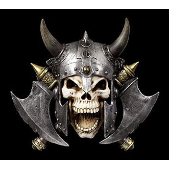 Figures Shop GmbH Gothic Wall Relief Viking Skull for Hanging - Valhalla's Vengeance Fantasy Decorative Items Hand Painted