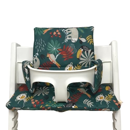 Lucca Kids Cojín Para Trona Tripp Trapp Stokke - Revestimiento Plastificado Para Fácil Limpieza - Selva Turquesa Lucca Kids Cojín Para Trona Tripp Trapp Stokke - Revestimiento Plastificado Para Fácil Limpieza - Selva Turquesa
