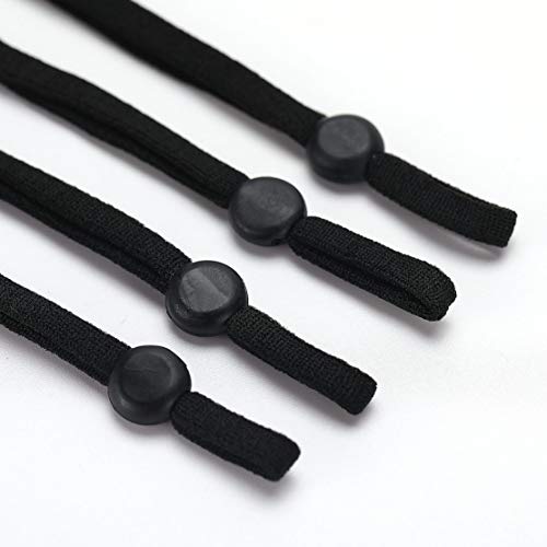 Hollosport 80Pcs Extra Long Adjustable Elastic String For Face Masks 1/4 X 6 Inch, Soft Black Elastic Cord Ear Loops Straps Bands Ropes With Buckle Adjuster Lock For Craft Sewing #TOP2