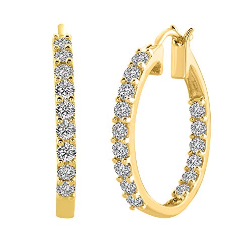 1 Carat (ctw) Diamond Inside-out Hoop Earrings in 14K Gold (I1-I2 Clarity)