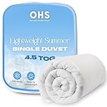 Brentfords Single Duvet 4.5 Tog, Lightweight Cool Summer Duvets Anti Allergy Home Soft Comfort Quilt Bedding Hotel Quality Breathable Machine Washable Non Allergenic Fibre Single Bed Duvet, White