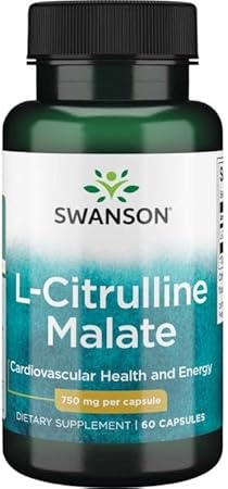 Swanson L-Citrulline Malate ( L-Citrulina Malato), 750mg, 60 Cápsulas, Alta dosis, Probado en Laboratorio, Sin Soja, Sin Gluten, No GMO