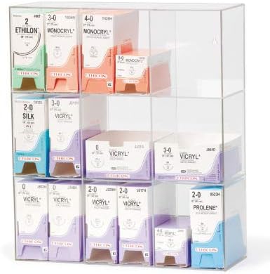 Omnimed Triple Suture Rack, Acrylic, 9 Bins, 15-3/4"W x 5-1/2"D x 18-1/4"H