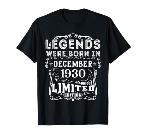 Cumpleaños Diciembre 1930 Edición Limitada Regalo Vintage Camiseta