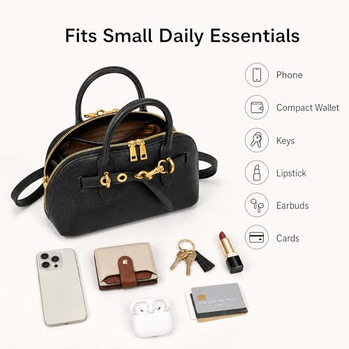 Image of Womens Leather Satchel Handbag, Top Handle Crossbody Purse | Genuine Leather, Structured Satchel, Small or Large, Top Handle, Crossbody Strap, Daily Carry, Work Travel