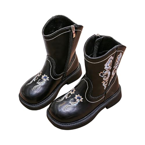 IWIHMIV Kids Cowboy Boots Girls Western Mid Calf Boots with Embroidered and Zipper Comfortable Soft Sole Riding Shoes2