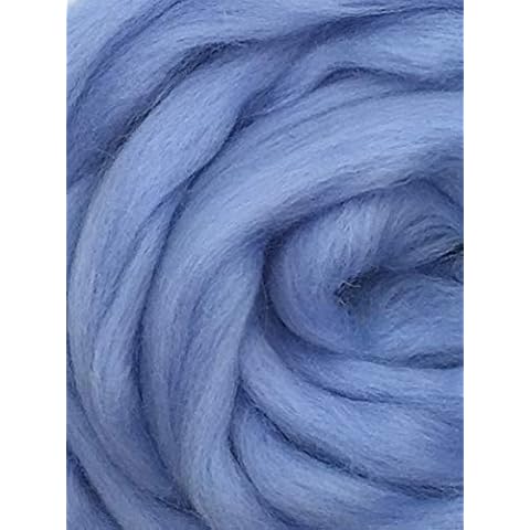 Baby Blue Merino Wool Top Roving Fiber Spinning & Felting Crafts | Super Soft 100% Australian Merino Wool for Spinning | Perfect for Beginners & Advanced Crafters (1 lb) Cover