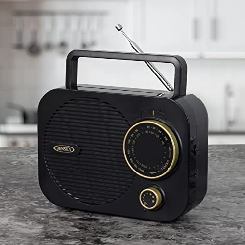 Jensen MR-550 GOLD SERIES EDITION Mr-550 Gold Modern Portable Am/Fm Radio, Vintage Retro Rotary Dial With Built In Speakers + Aux Line-In thumb #1