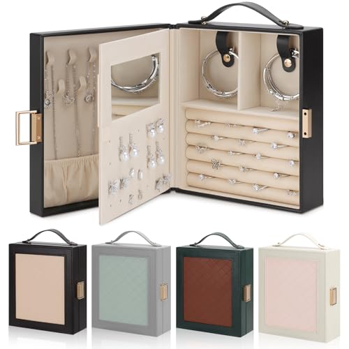 Organisateur de boîte à Bijoux anti-nœud avec miroir pour ne plus perdre vos boucles