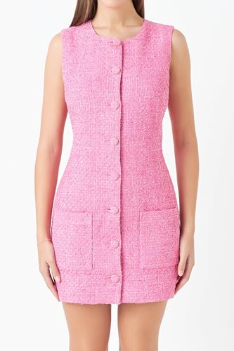 endless rose Women's Sleeveless Tweed Mini Dress2