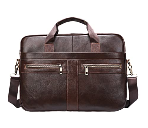 Mallette pour homme en cuir véritable marron café Sac messager pour ordinateur portable