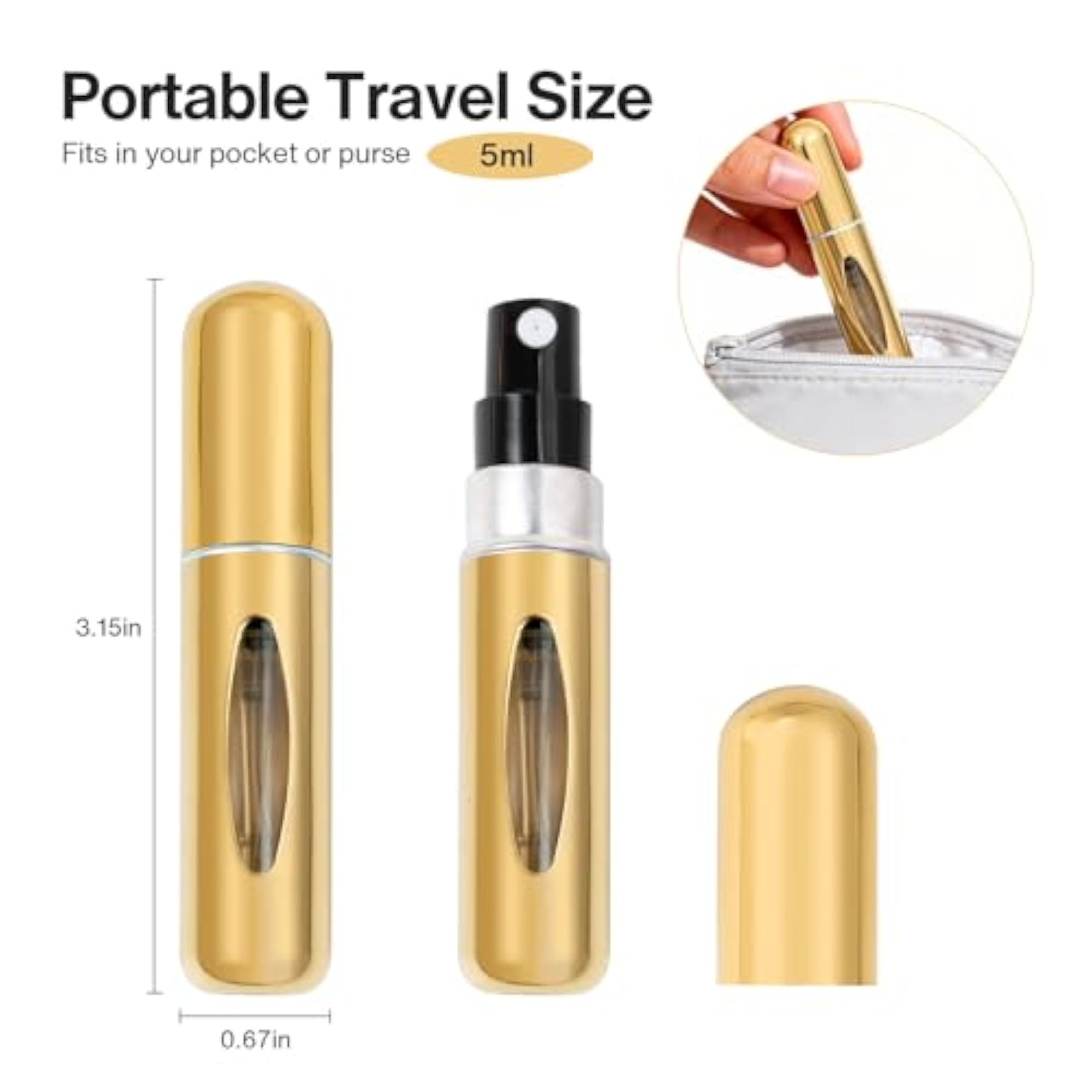 4 Pack Mini Refillable Perfume Spray Bottle 5ml